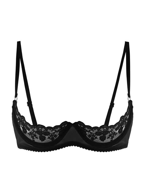 Women Mesh Sheer Floral Lace Cups Underwired Bra Tops Push Up Shelf