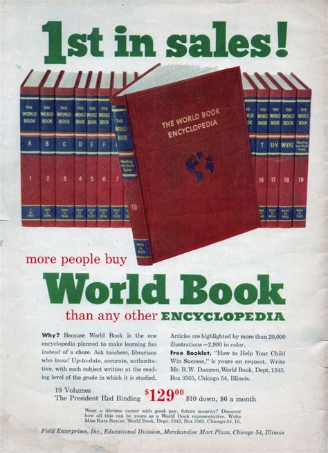 World Book Encyclopedia Ad The Backcover Of The March 1955 Issue Of