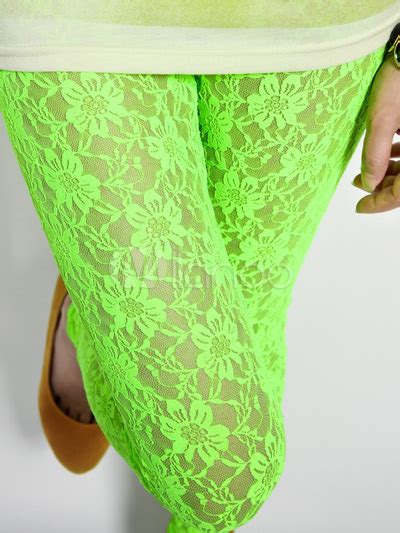 Cool Green Lace Women S Leggings Milanoo