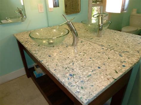 The countertop contains 75 pounds of recycled blue. DIY misc crushed glass - Contemporary - Bathroom ...