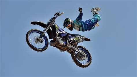 An Extreme Fmx Trick Freestyle Motocross Executed A Dozen Meters