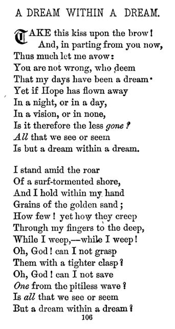 A Dream Within A Dream — Edgar Allan Poe Biblioklept