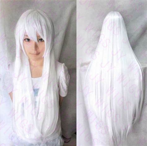 biały cosplay peruka 100 cm Żaroodporne anime harajuku party peruka długie proste włosy