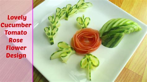 Lovely Cucumbers Tomato Rose Flower Design Vegetable Art Carving