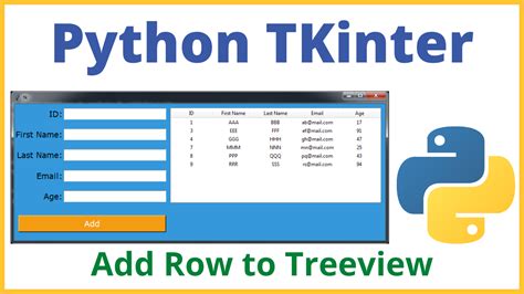Python Tkinter Treeview Add Row C Java Php Programming Source Code