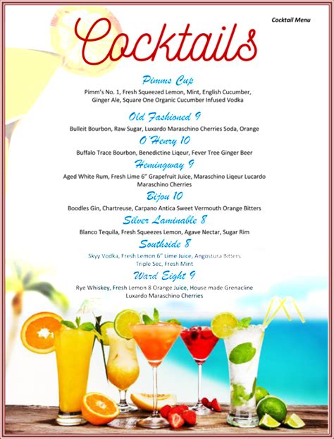 Drink Menu Template 5 Best Drink Menu Formats