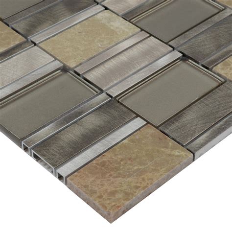 In standard self color and on demand hot deep galvanized finish installation of steel tiles: Stone Glass Mosaic Tile Stainless Steel Metal Wall Tiles