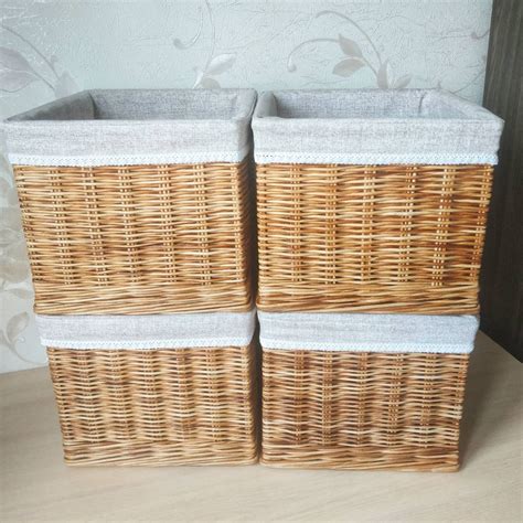 Wicker Square Storage Baskets Wicker Baskets For Hanging Etsy