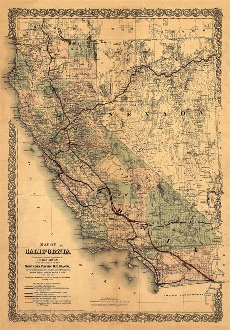California Map, 1876 old map of California, California Map ...