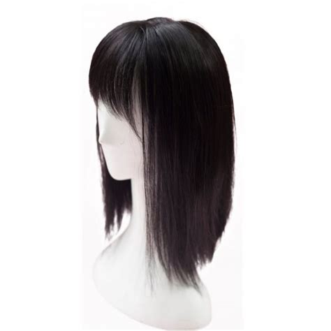 Straight Synthetic Clip In Hair Topper 35cm Top Hairpiece With Bangs