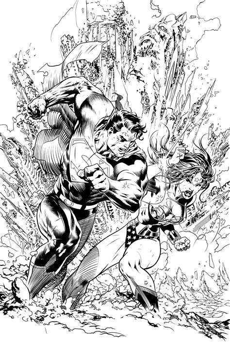 Inking Pencils By Jim Lee Superman 211 Cover By Rlblackink On Deviantart