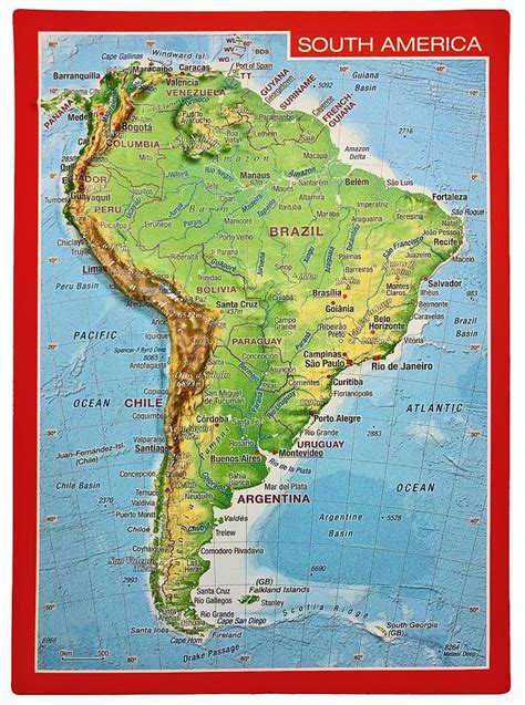 Nástenné Mapy Mapa Amerika Južná Reliéfna 3d Mapka 105x148cm