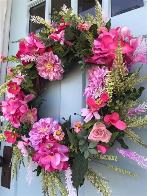 Beautifully Elegant Summer Shades Of Pink Grapevine Wreath For Door