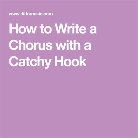 And if you find that you're still running out of steam by the time you start writing a chorus, keep in mind that you can always rearrange the order of the parts. How to Write a Chorus with a Catchy Hook | Songwriting ...