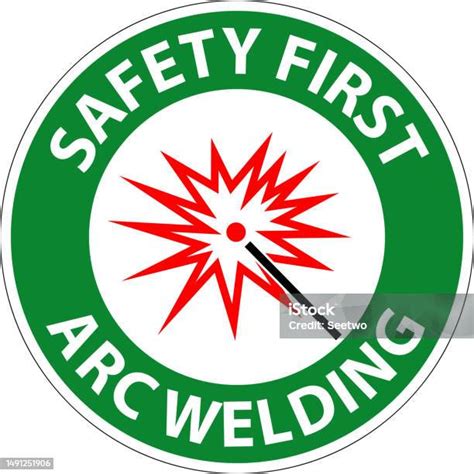 Safety First Sign Arc Welding Pada Latar Belakang Putih Ilustrasi Stok