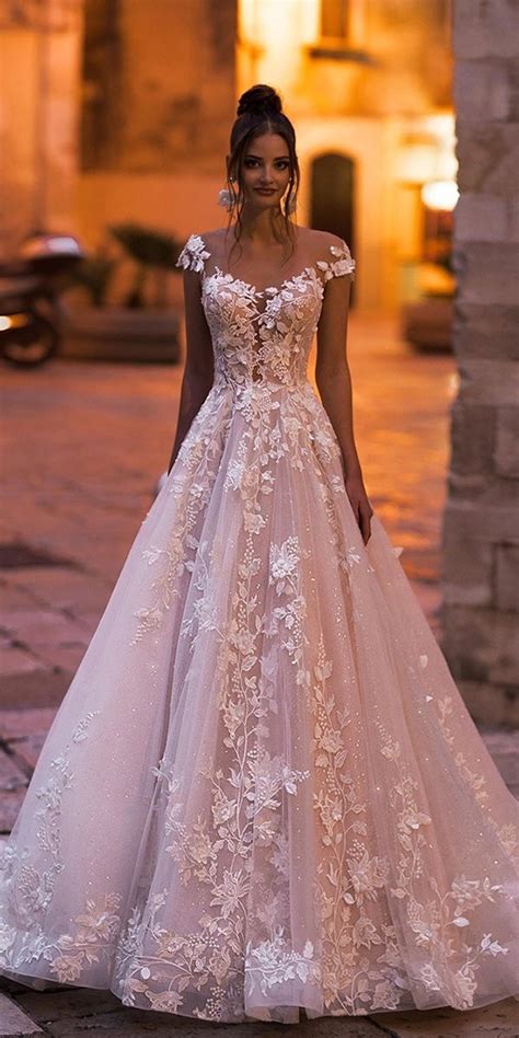 Explore stunning and affordable wedding dresses 2021. best wedding dresses a line blush illusion neckline with ...