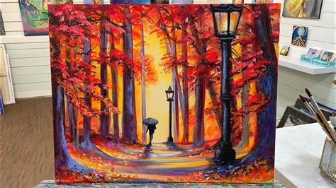 How To Paint A Walk In Autumn 🍂 Acrylic Painting Tutorial Youtube
