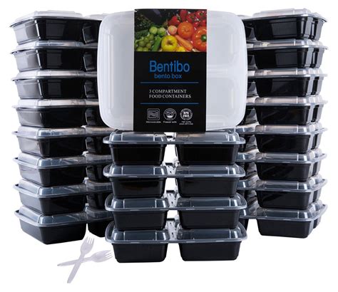 3 Compartment Meal Prep Food Storage Containers With Lids 20 Pack
