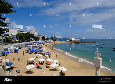 Salvador Bahia Brazil Porto Da Barra Beach With Christian Cross Marco