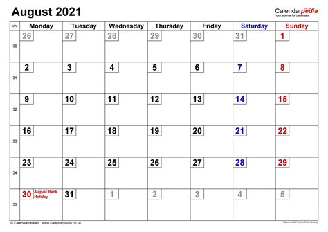 2021 Excel Calendar Uk 2021 Calendar With Week Numbers Uk United