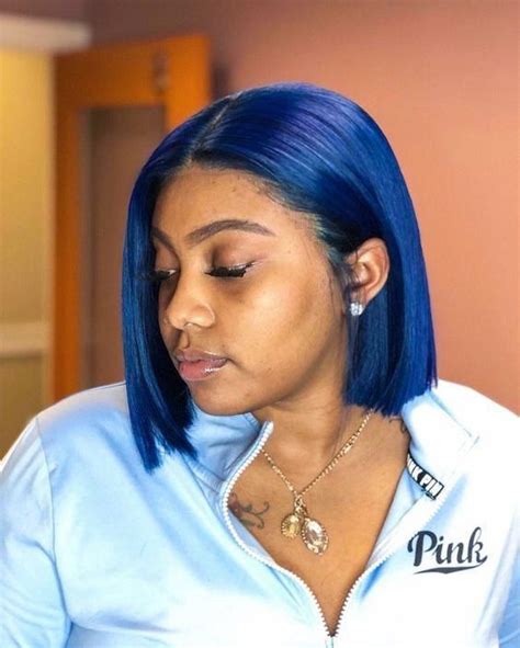 134 Lace Front Human Hair Wig 1b Ombre Blue Color Blueombrehair Wig