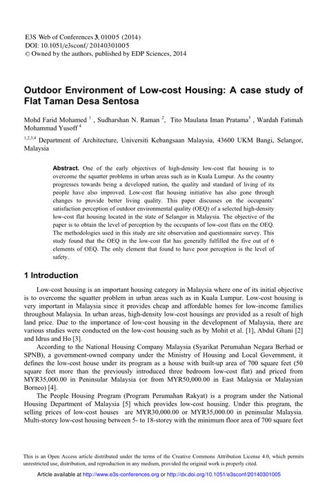 A home is just about the most expensive thing you'll ever buy in your life so do your homework properly. (PDF) Outdoor Environment of Low-cost Housing: A case ...