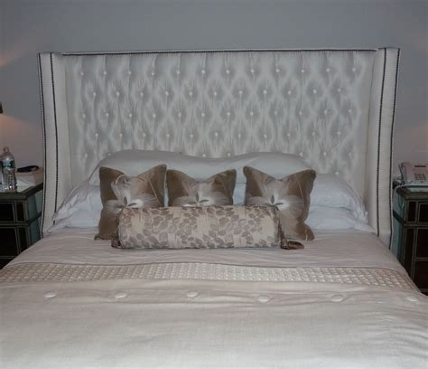 Custom Designed Winged Headboard With Tufting And Nailhead Trim Beds