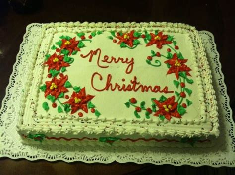 Christmas tree sheet cake pops ~ tender vanilla sheet cake. Poinsettia Christmas Cake | Decorated sheet cake | Pinterest
