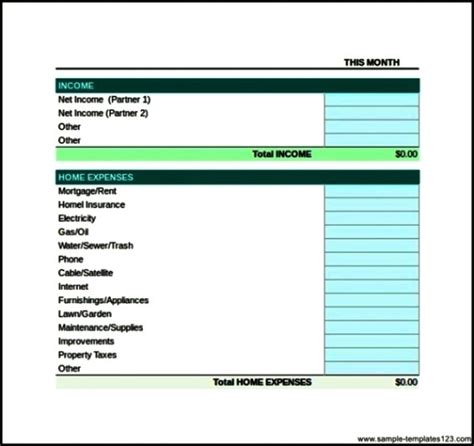 monthly budget template excel format   mac sample templates