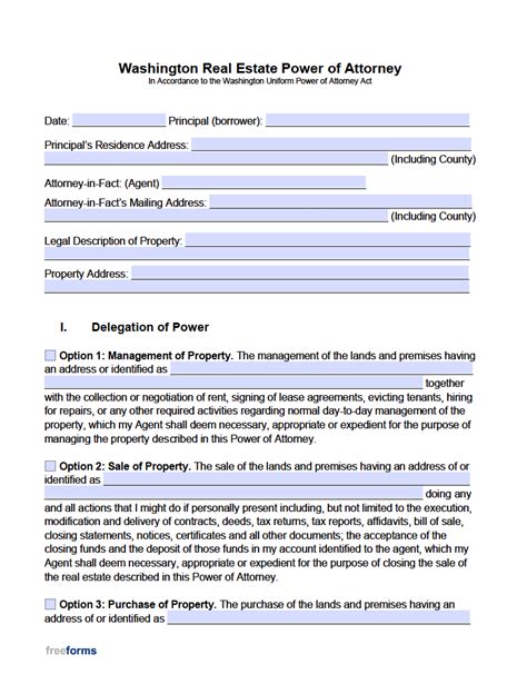 Power Of Attorney Template Washington State Sample Power Of Attorney Blog
