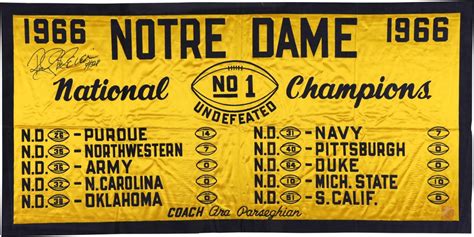 1966 Rocky Bleier Notre Dame Championship Banner