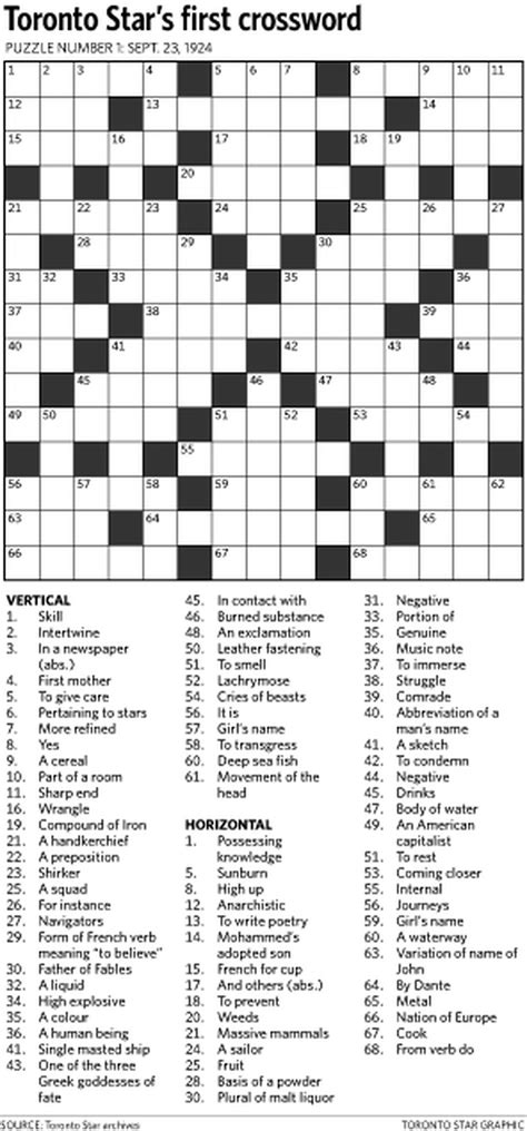 Toronto Star Crossword Puzzles Printable James Crossword Puzzles