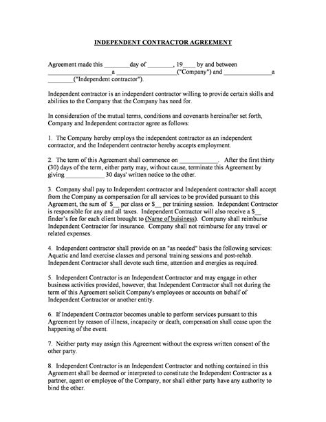 50 Free Independent Contractor Agreement Forms And Templates
