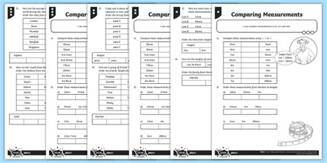 Comparing Lengths Differentiated Worksheet Activity Sheets