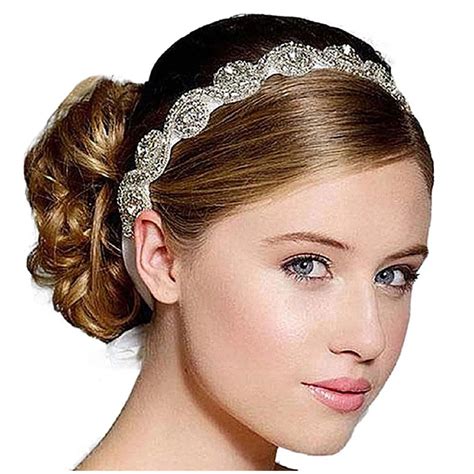 Bridal Wedding Beads Diamond Headbands Hair Accessory Clips Silver