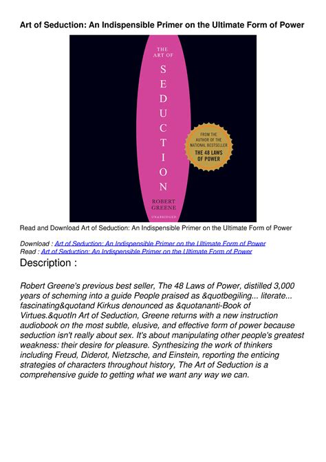 Kindle Online Pdf Art Of Seduction An Indispensible Primer On The