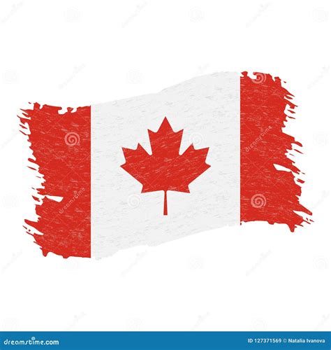 Flag Of Canada Grunge Abstract Brush Stroke Isolated On A White