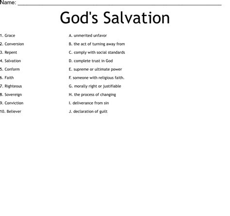 Salvation Activity Sheet