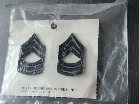 New Us Army Master Sergeant Subdued Rank Insignia Collar Pins Pair 6