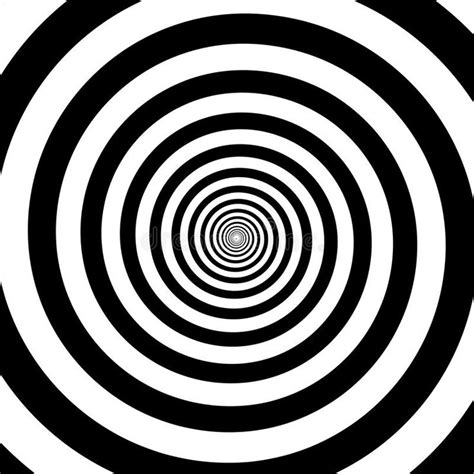 Hypnotic Circles Abstract White Black Optical Illusion Vector Spiral