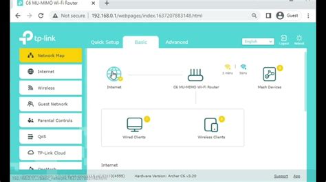 Web Admin Interface Of The Tp Link Ac1200 Archer C6 Wi Fi Router Youtube