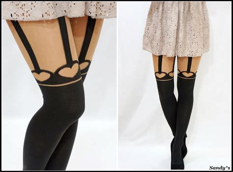 fake heart suspender stockings pantyhose tightsone size hip 33 5 40 5 85 103cm height 411