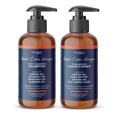 Aquableu Raw Apple Cider Vinegar Natural Shampoo And Conditioner Set