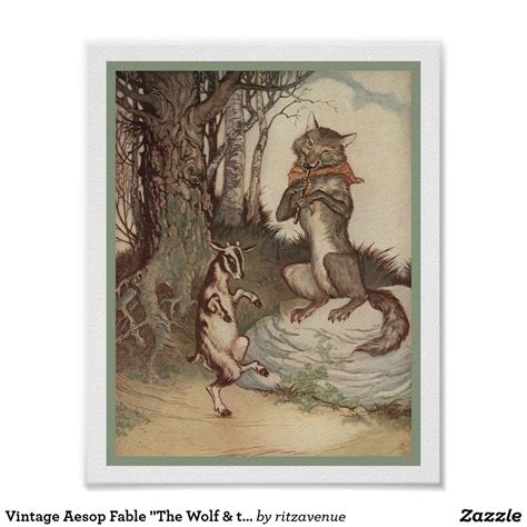 Vintage Aesop Fable The Wolf And The Kid Poster Zazzle Kids Poster