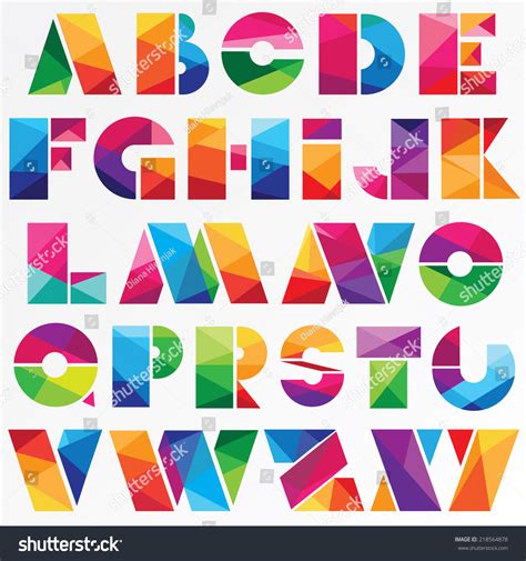 Multicolor Low Poly Style Alphabet Letters Stock Vector 218564878