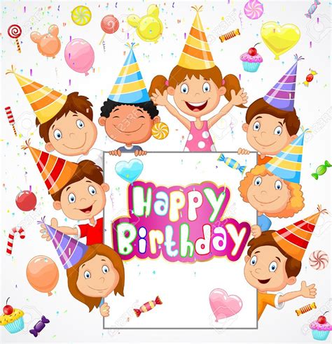 Stock Vector Birthday Background Kids Birthday Cards Happy Birthday