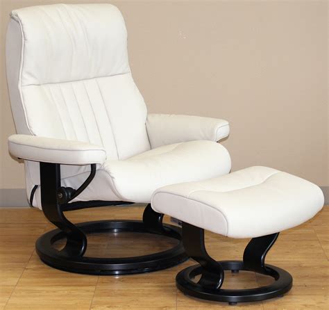 Massive offers on leather and fabric corner sofas. Stressless Crown Cori Vanilla White Leather Recliner Chair