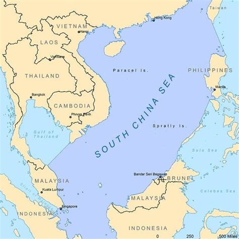 China map with cities, roads, and rivers. Map of the South China Sea (SCS). Note that the Gulf of ...