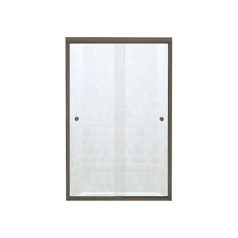 sterling finesse 47 625 in x 70 0625 in frameless sliding shower door in deep bronze 5477 48dr g05