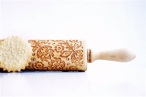 Rolling Pin Engraved Folk Embossing Rolling Pin Laser Etsy